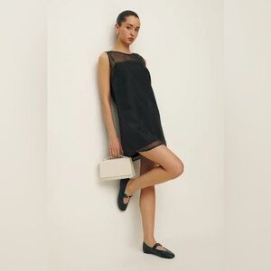 new Reformation Vina mesh overlay shift dress in black
